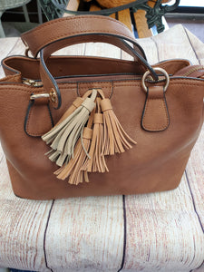 Gussaci purse vegan leather brown double handle