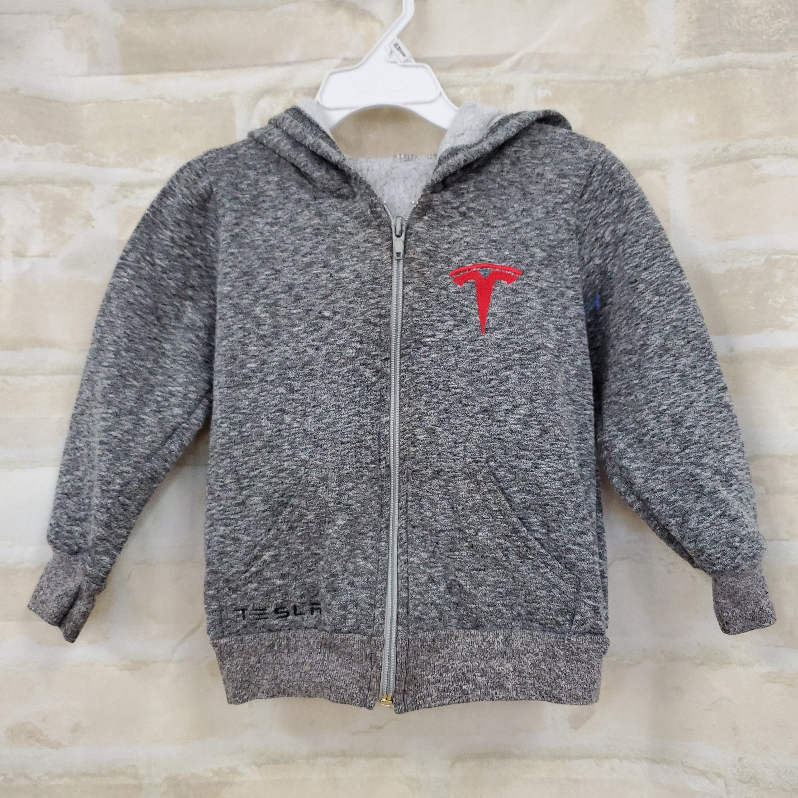 Tesla boys jacket gray sweatshirt hooded zip up 3