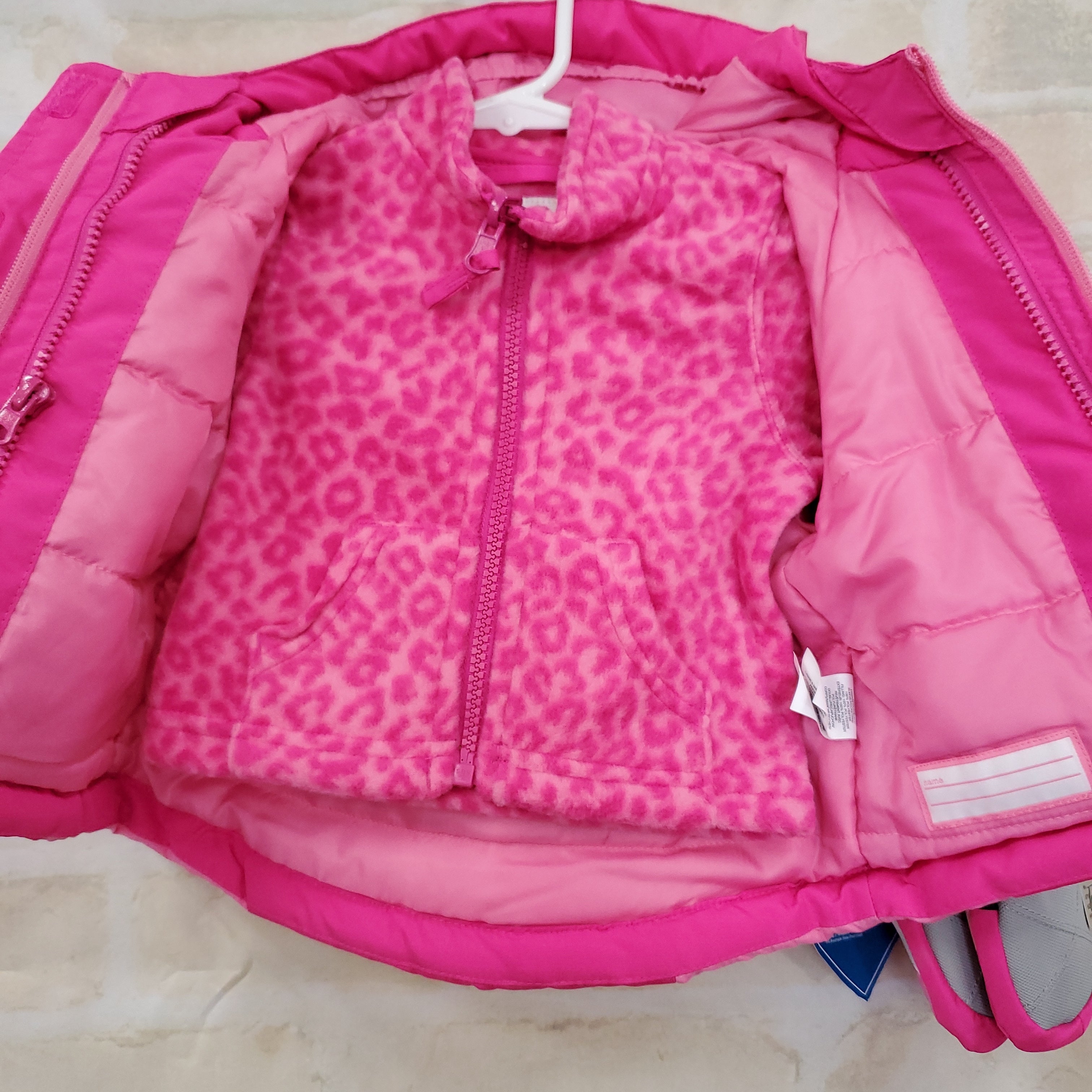Childrens Place girls coat New pink 3pc light removable jacket mittens water resistant coat 6-9m