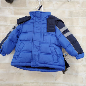 Vertical 9 boys coats New blue hood zips lined 12m