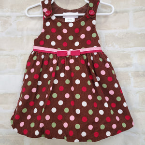 Bonnie Baby girls dress brow cord/polka dots 18m