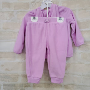 Garanimals baby girls 2pc set lavender top hooded zip up lavender pants12m