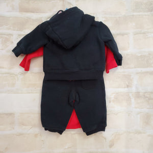 Carters boys 3pc set red L/S onesies black hooded jacket zips black sweatpants nb