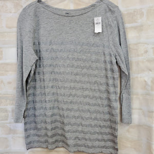 Gap womans top New gray silver stripes 3/4 sleeves m
