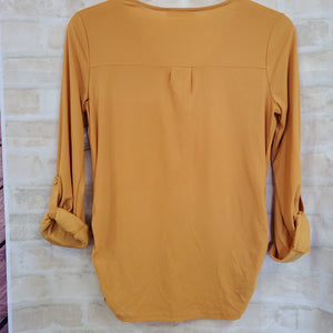 Sweet Wander womans top mustard zips L/S S