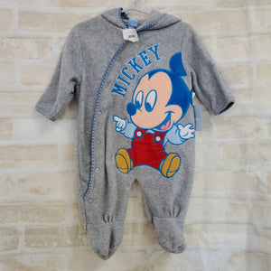 Disney boys New bunting gray mickey mouse hooded 3-6m