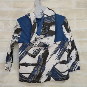 Satva New boy/girl jacket blue organic cotton multi zips hooded 3T
