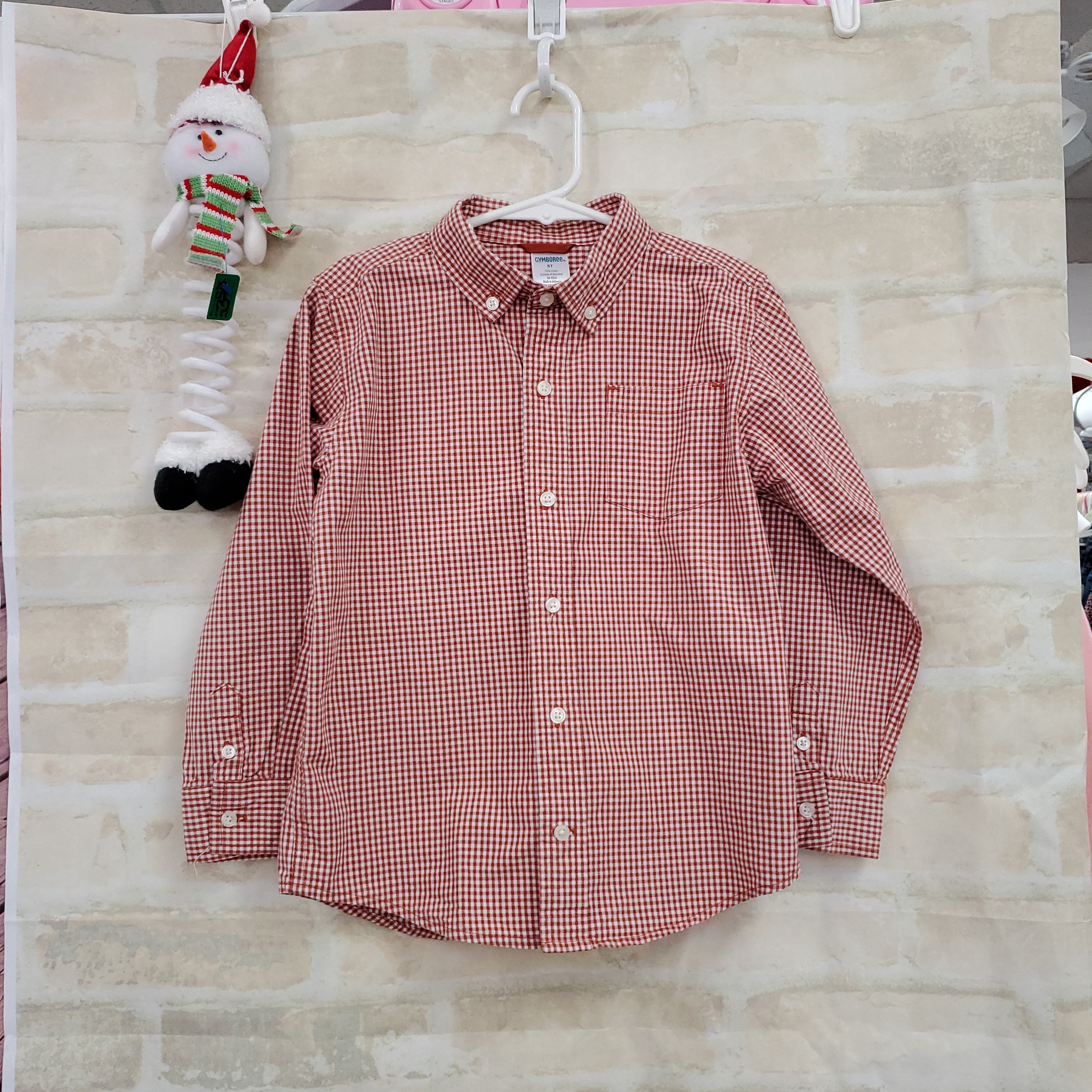 Gymboree boys shirt red checkered buttons L/S 5T