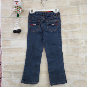 Healthtex girls jeans blue denim zip red plaid patches 5