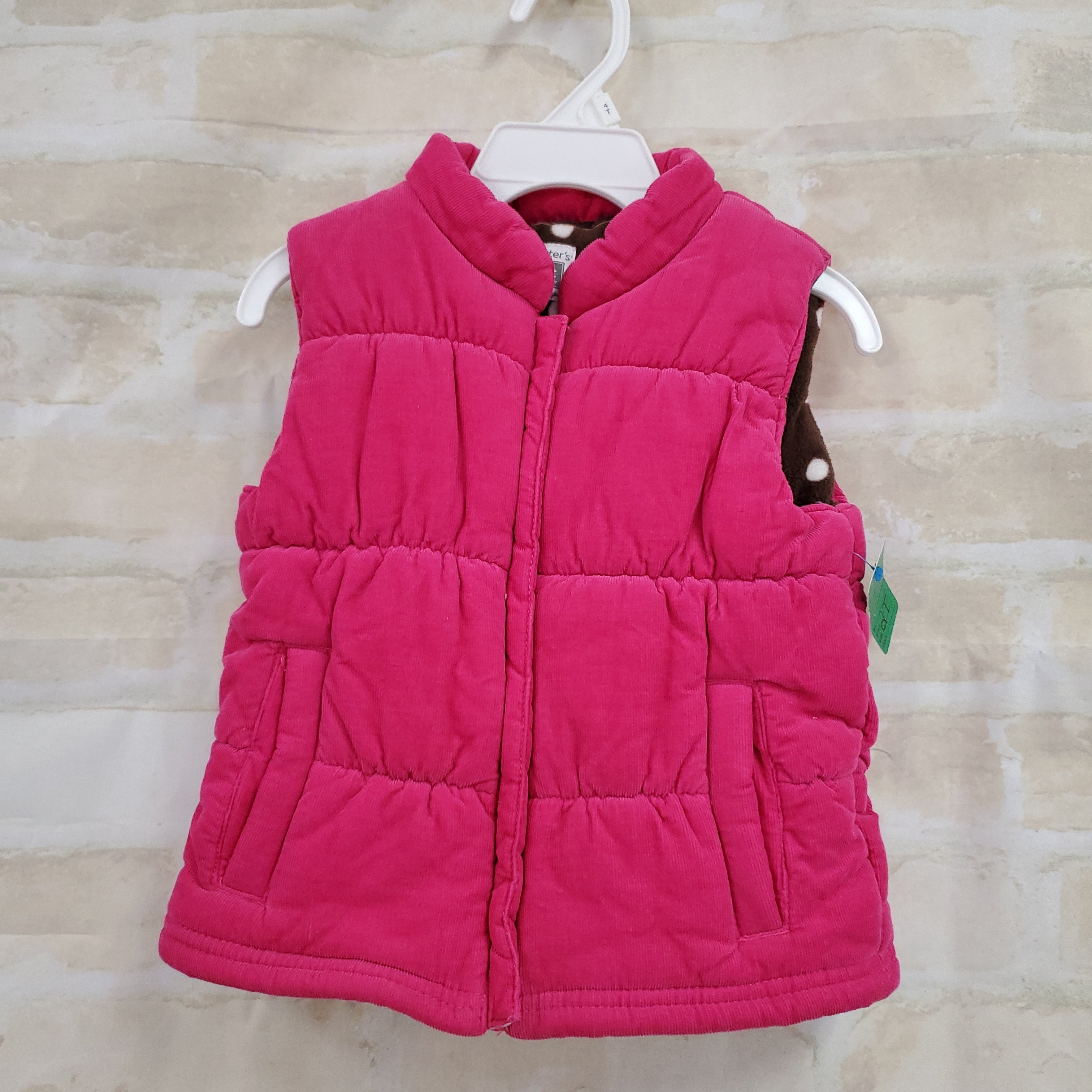 Carters girls vest pink lined zips 2T