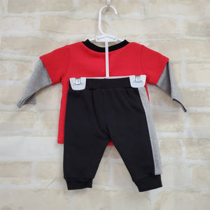 Sesame Street boys 2pc sweatshirt red/gray sleeve pants black fleece 0-3m