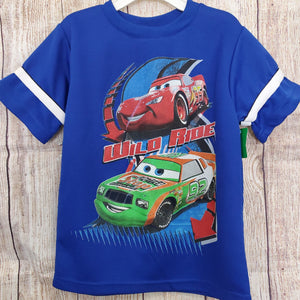Disney Pixar Cars boys shirt lego on front royal blue color pullover sz7