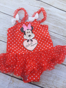 Disney 1pc Swimming Suit Minnie Mouse Red Polka Dot 3-6mo