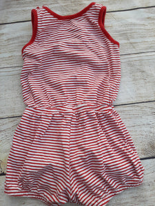 Old Navy Girls red strope Romper sz 12 mo