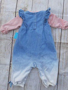 Disney Store Girls 2pc Overall Outfit sz 6-9mo