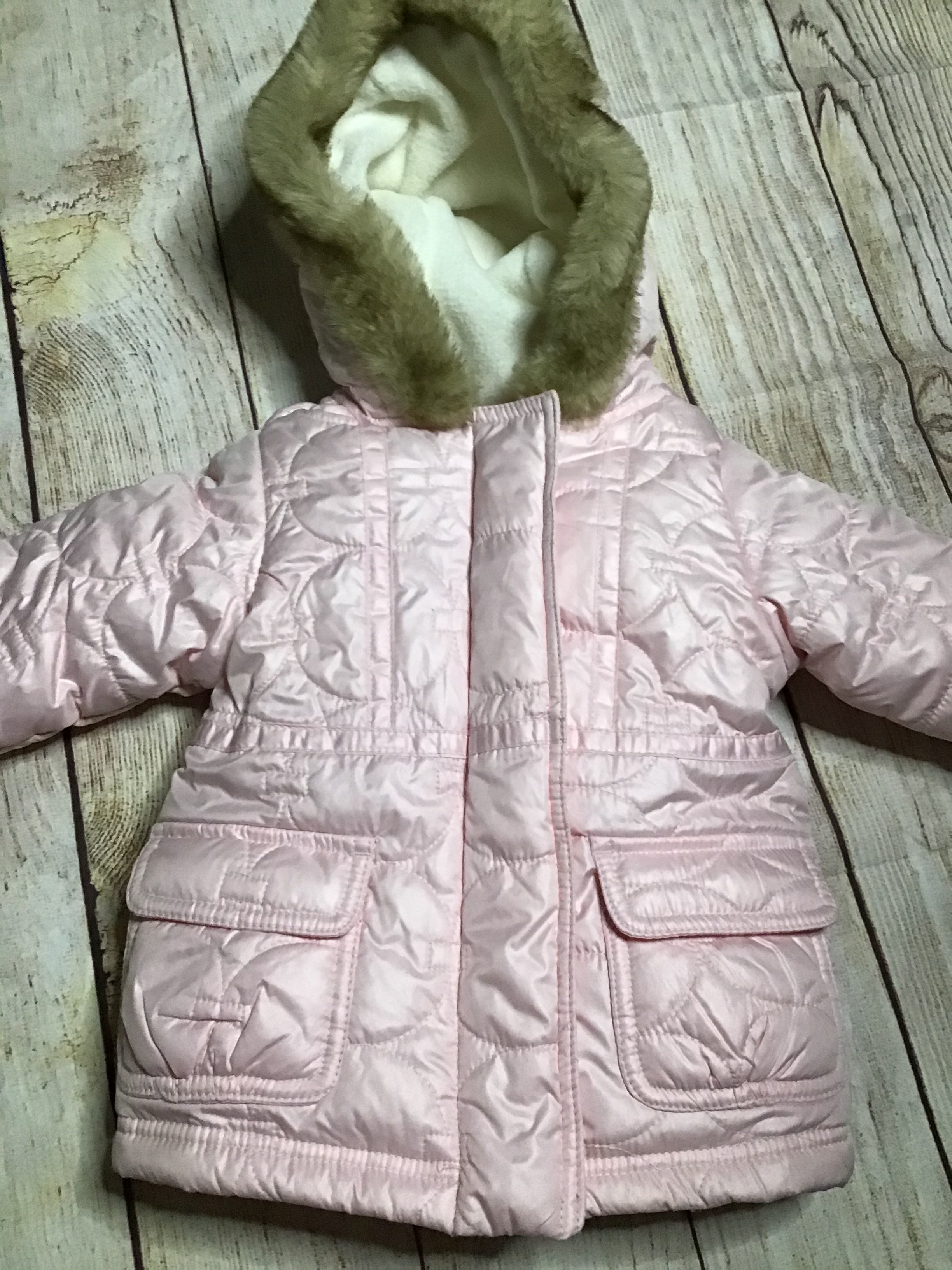 Old Navy Baby Girls Pearl Pink Winter hooded Jacket sz 12m