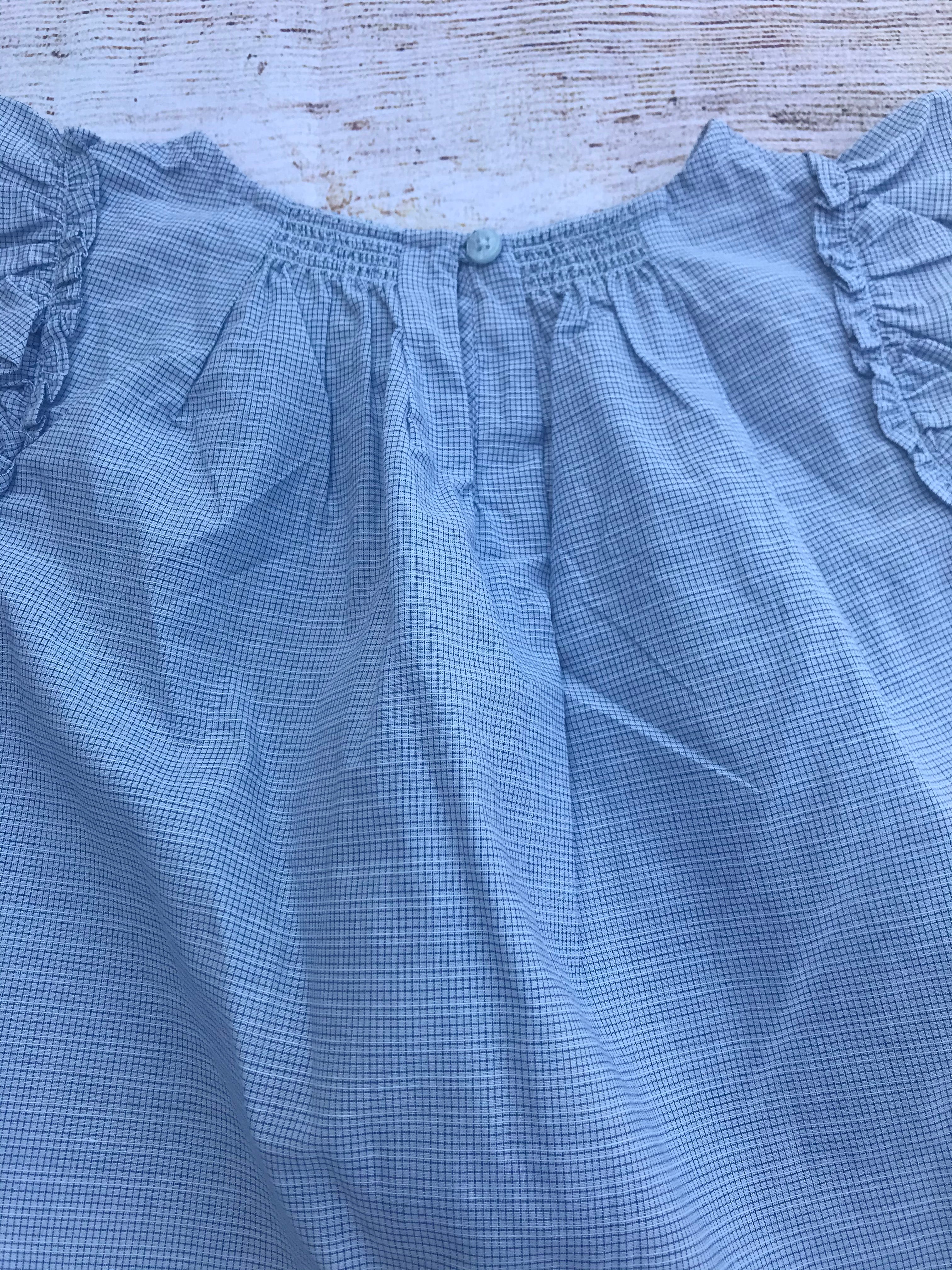 Osh Kosh Girls Pillowcase Dress Blue Checked Sz 5