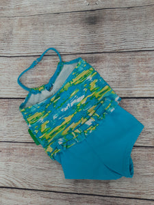 OP Turquoise Print 2 pc Swimsuit Girls Size 12M