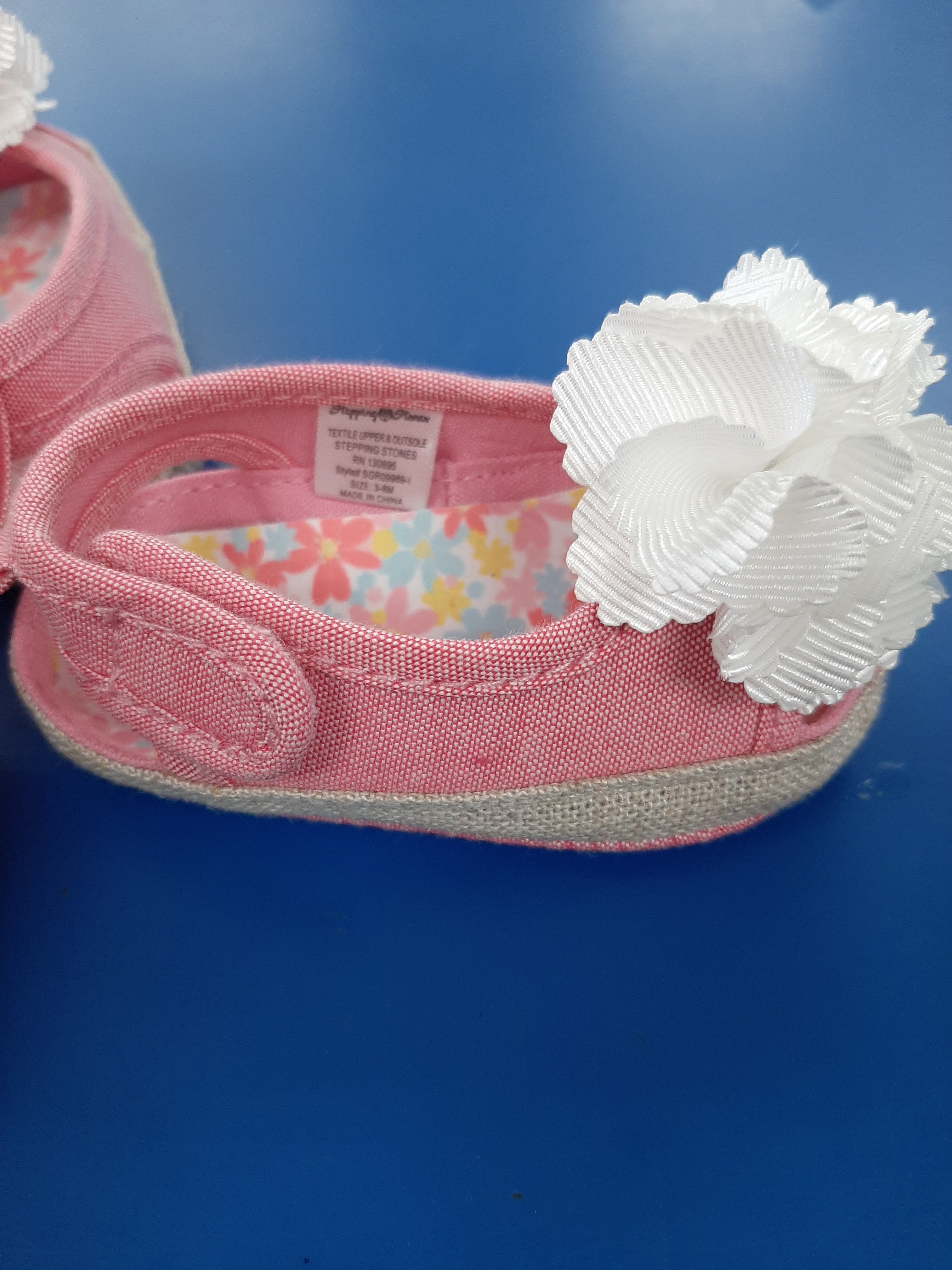 Pink New Canvas Sandles with Flower sz 3-6 mo