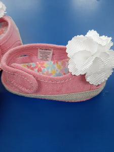 Pink New Canvas Sandles with Flower sz 3-6 mo