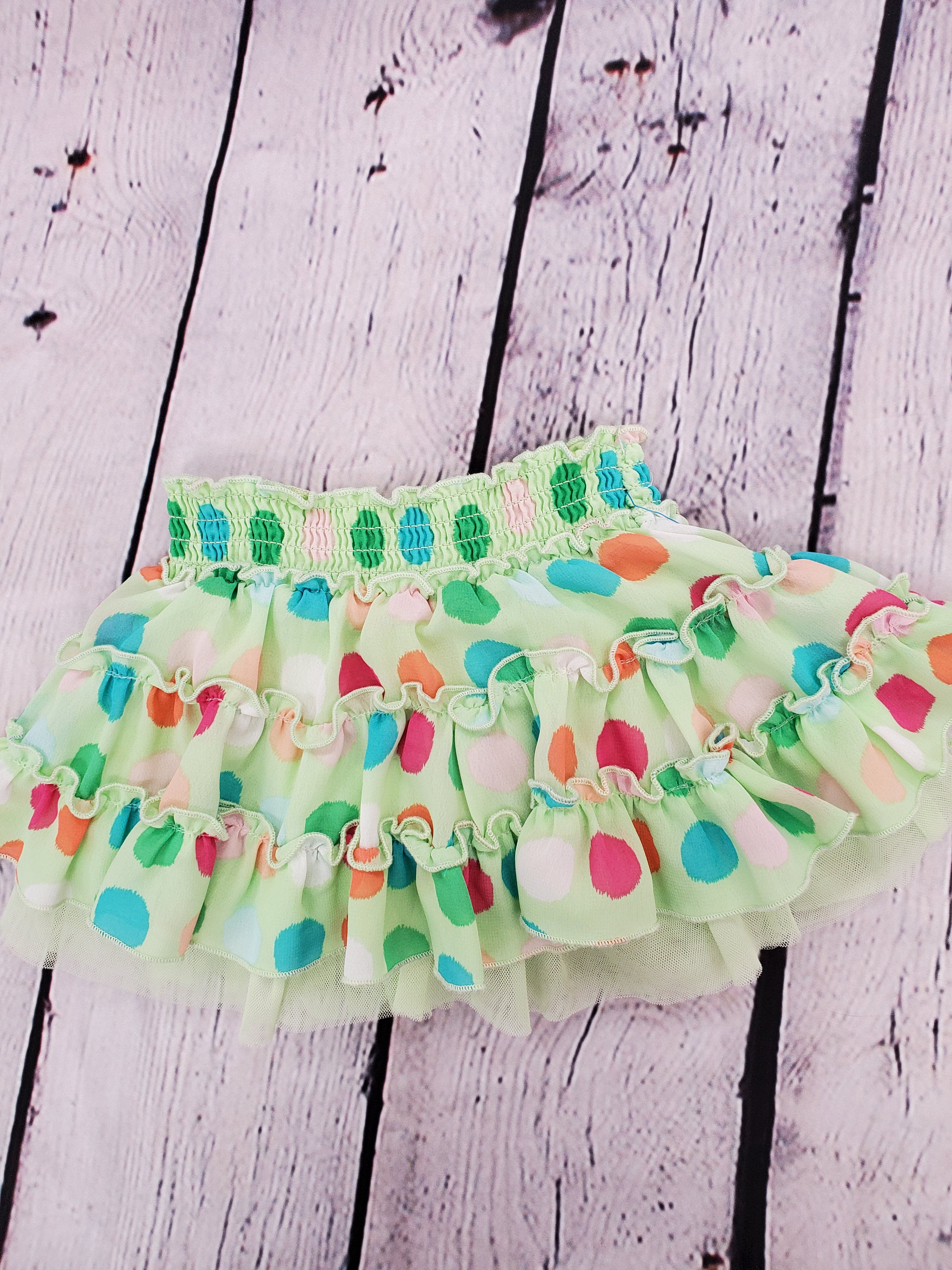 The Childrens Place ,baby girls skirtlime green with colored polka-dot ,has bloomers attached