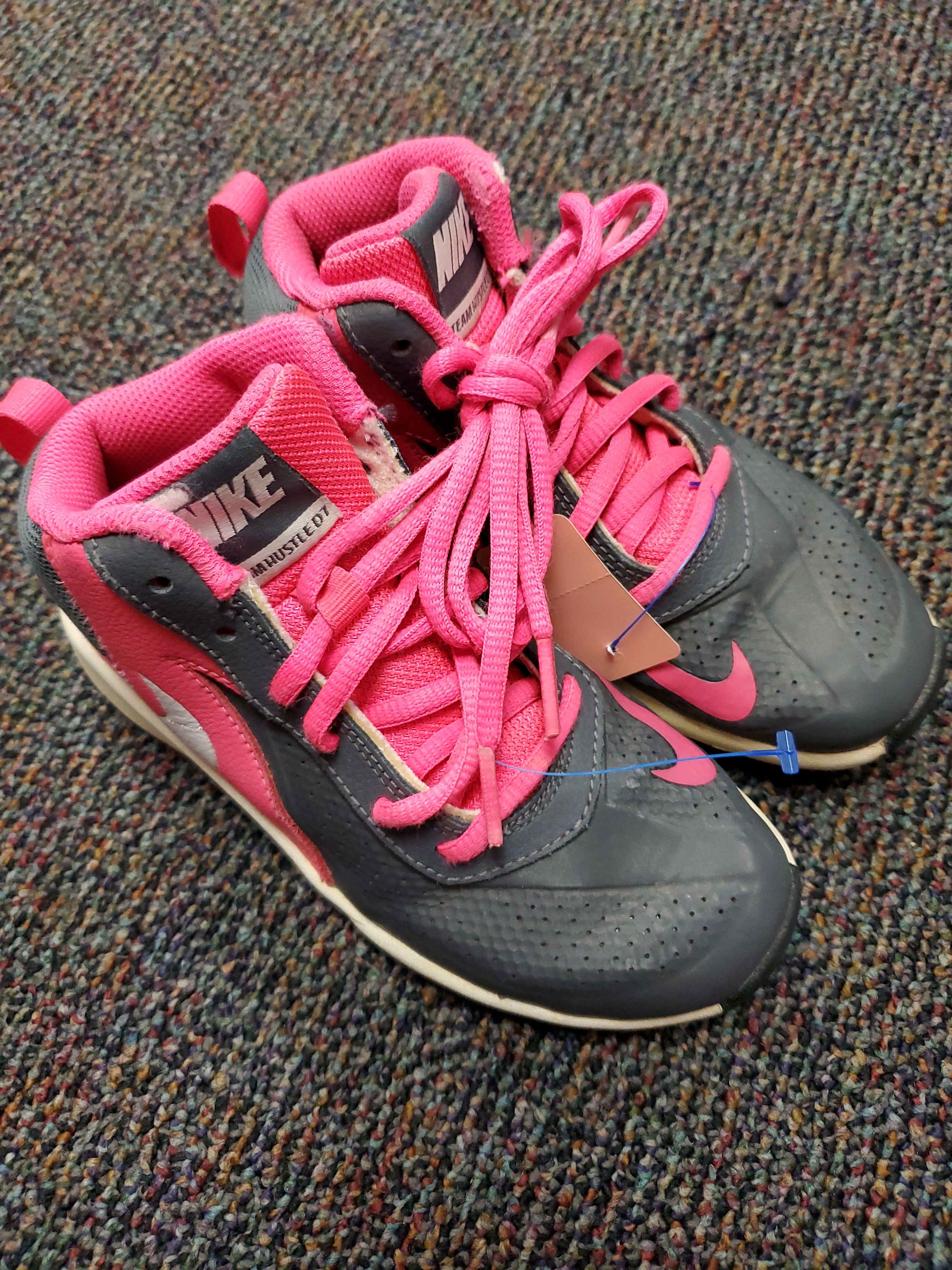 Nike's high top girls pink and gray shoes sz12.5