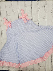Bonnie Baby purple checked/pink white polka dots dress sz 18m