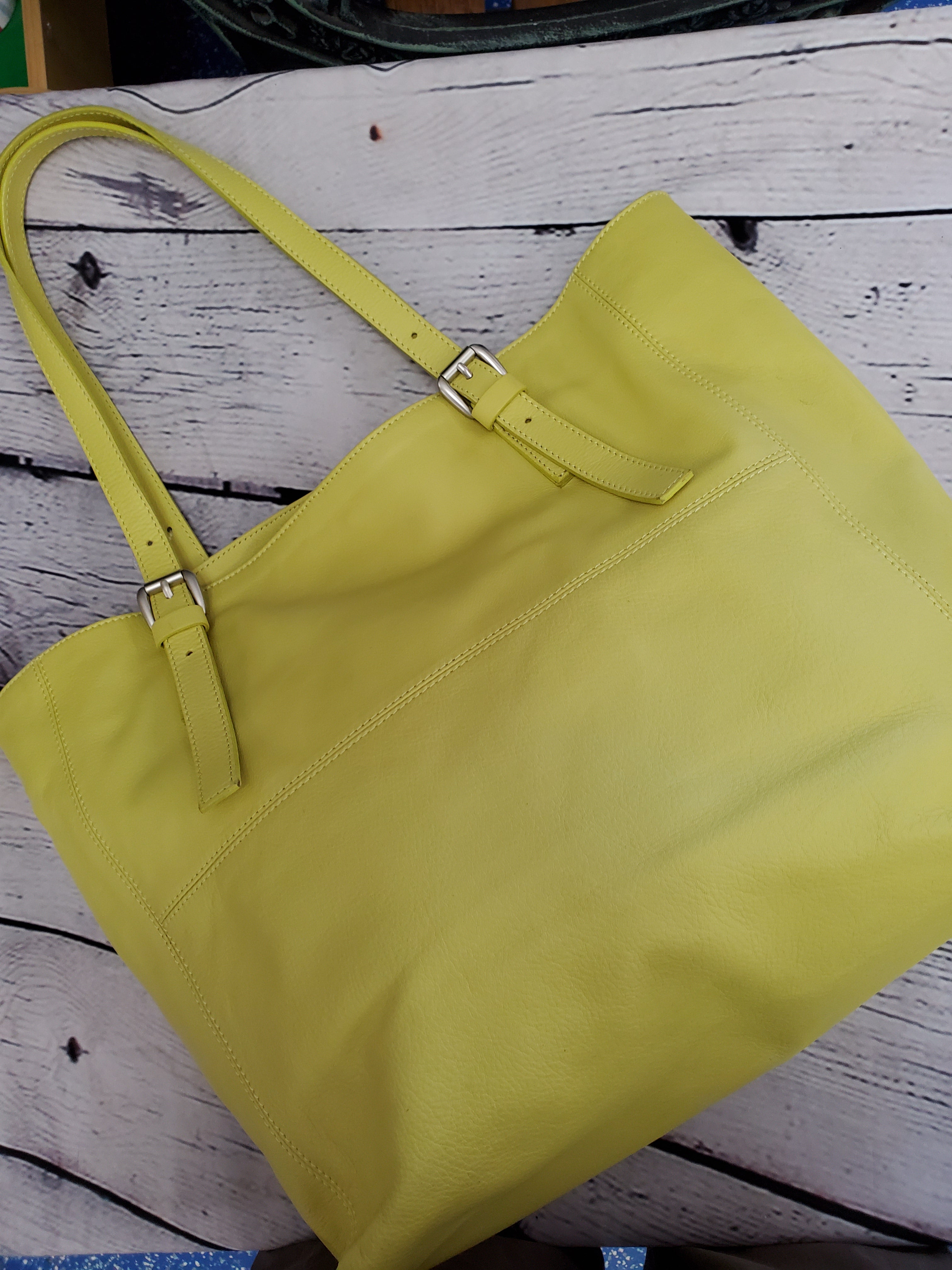 Garnet Hill handbag Italy bright yellow green