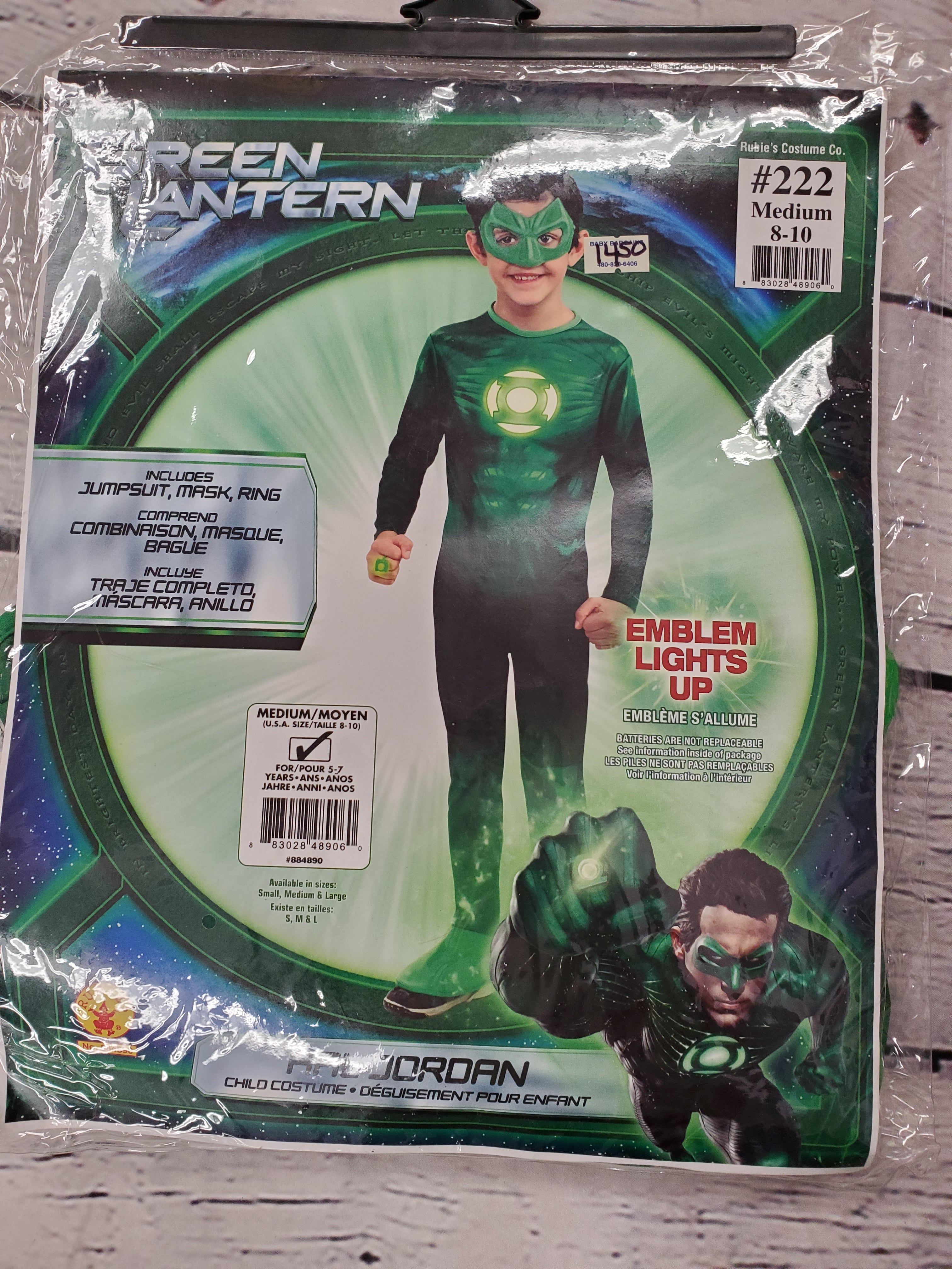 Green Lantern kids costume 8-10