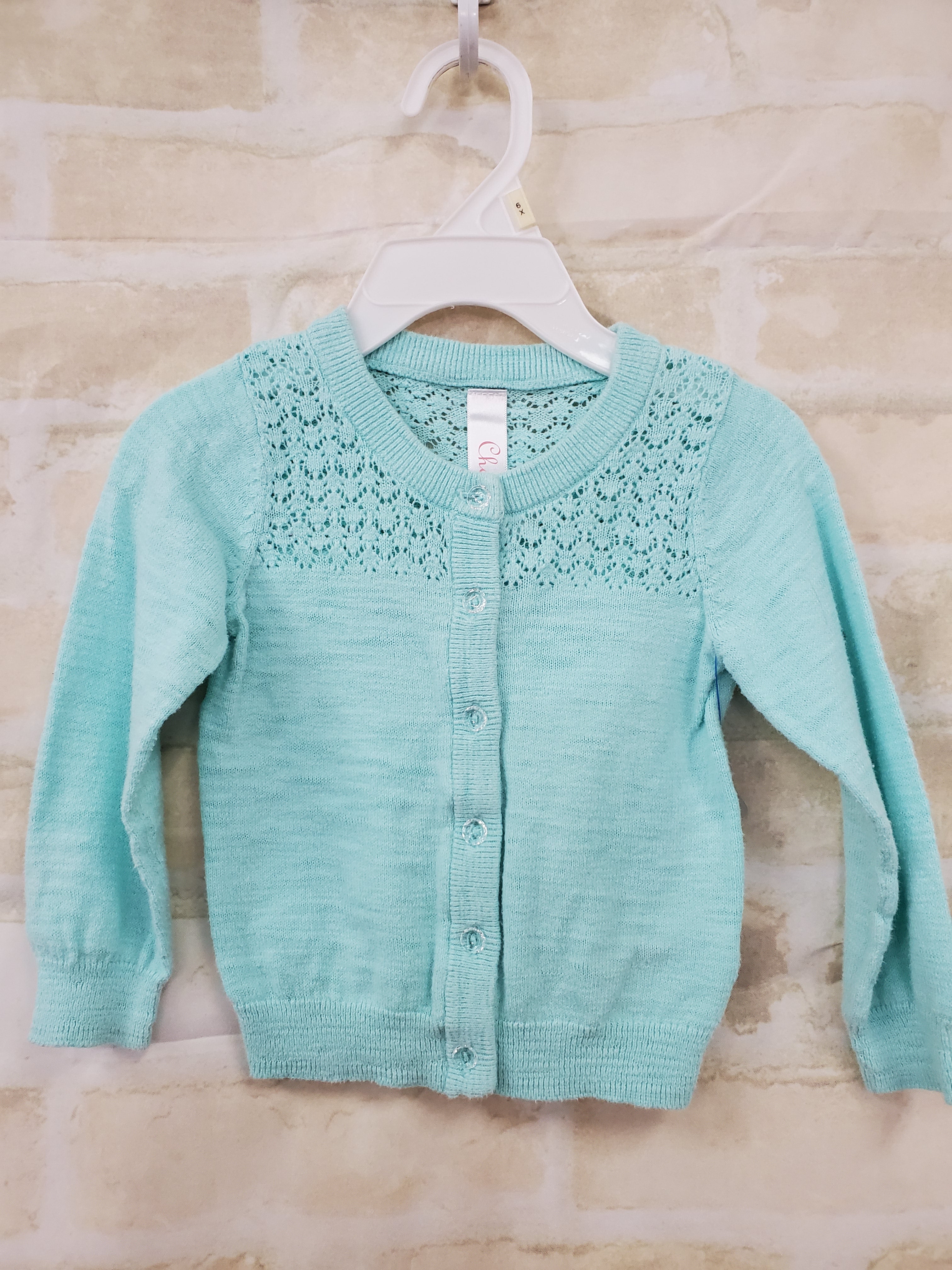 Cherokee baby girls sweater button up teal 12m