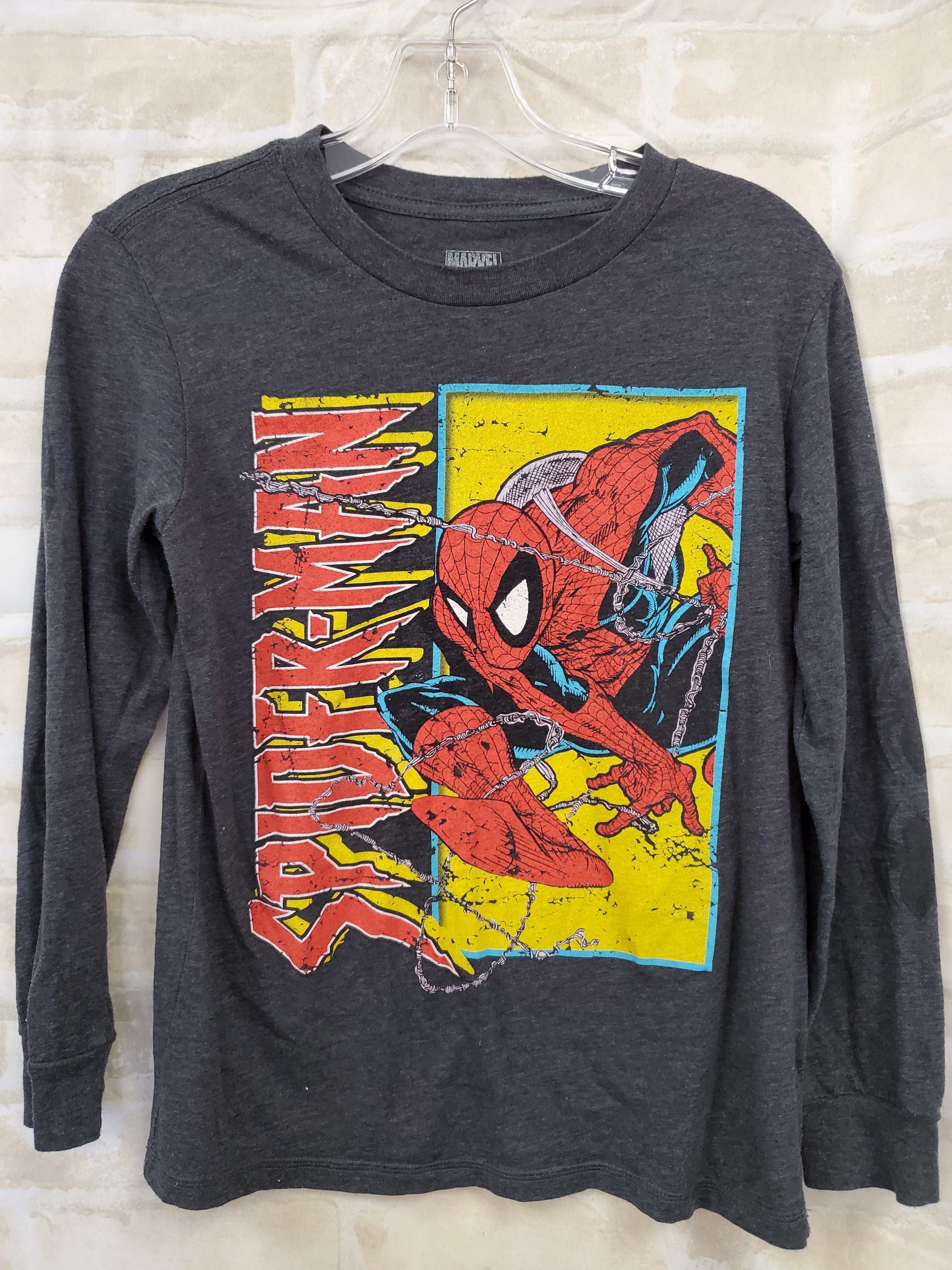 Marvel boys tshirt gray spiderman L/S 8