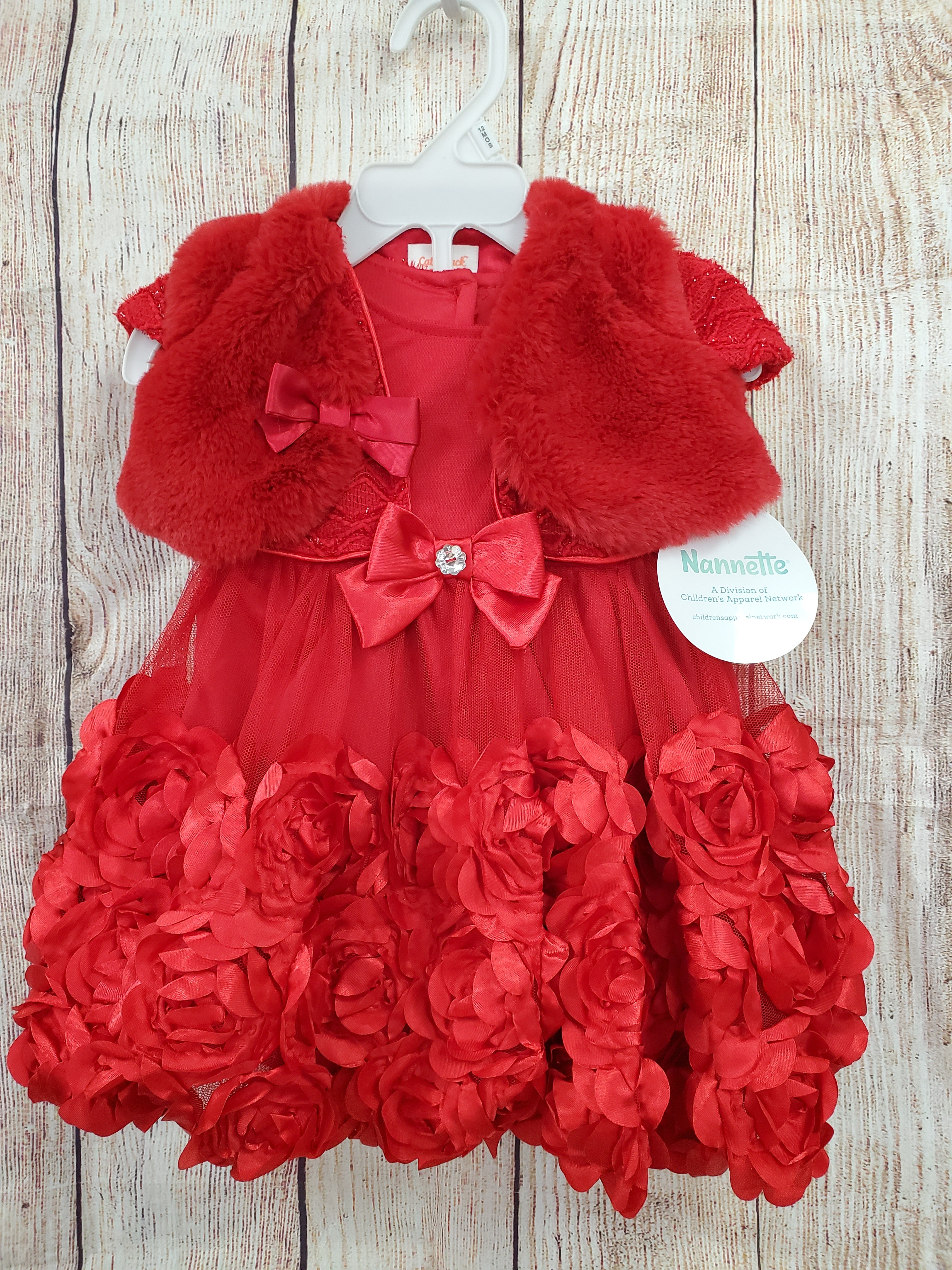 Nannette baby girls New dress set red jacket dress bloomers NB