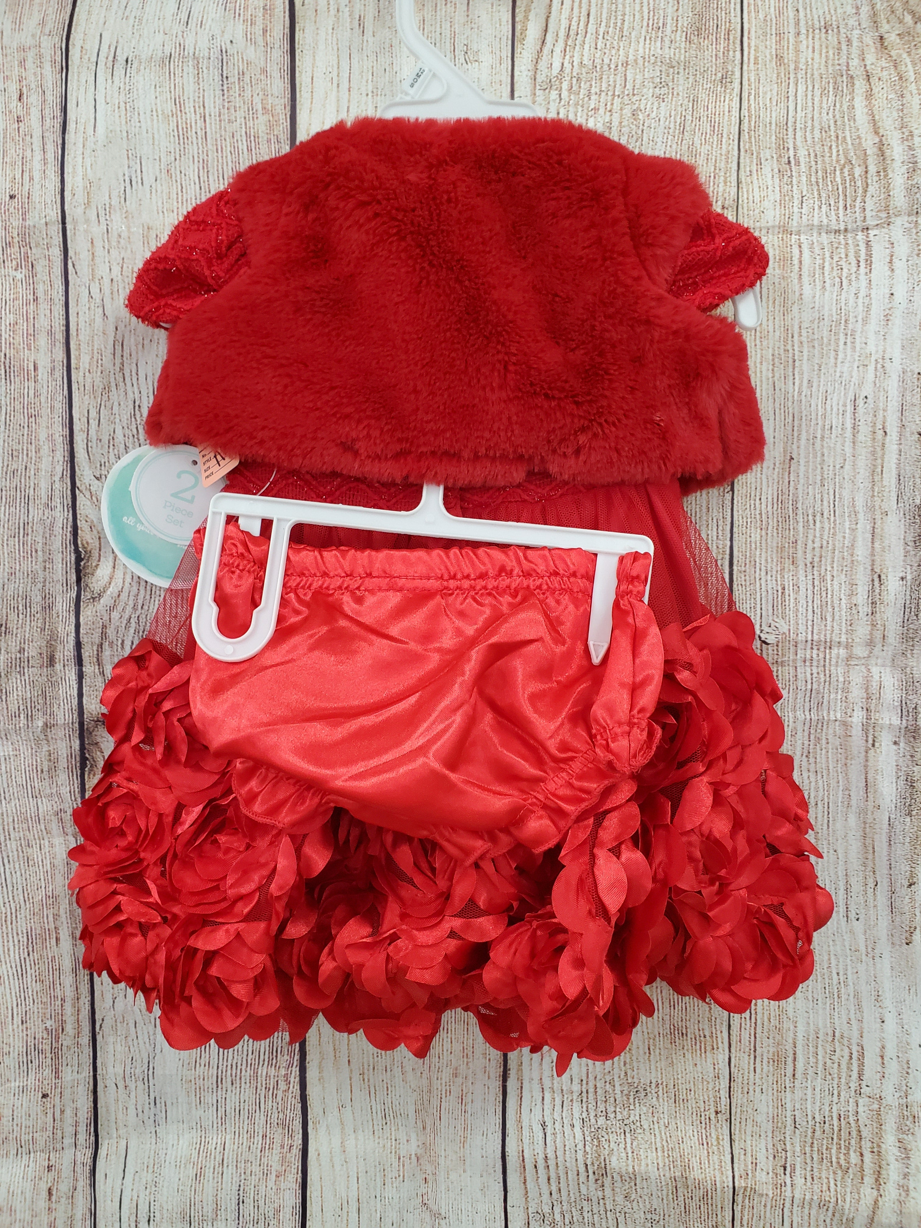 Nannette baby girls New dress set red jacket dress bloomers NB