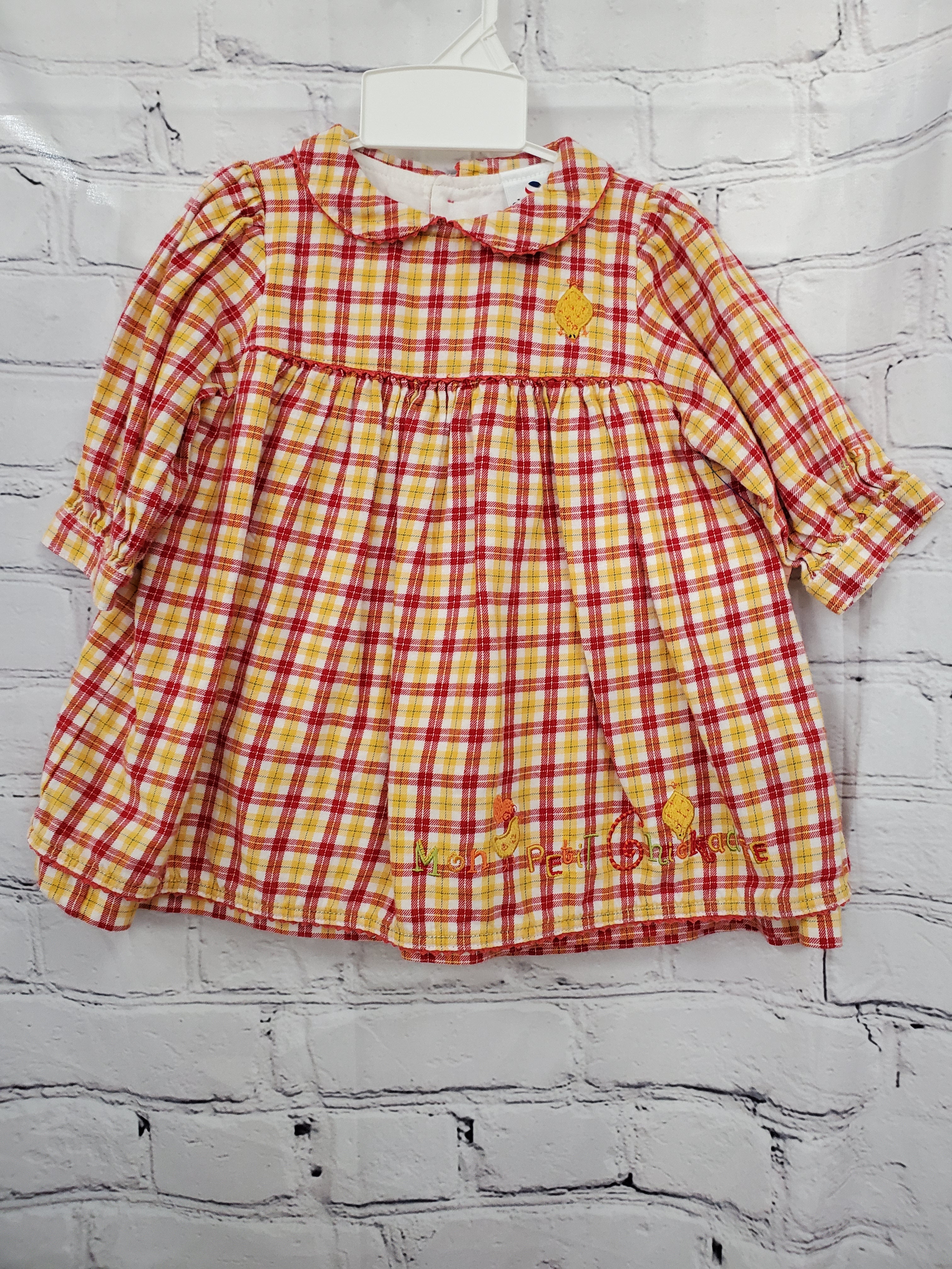 Absorba baby girl dress red/yellow plaid flannel 9m