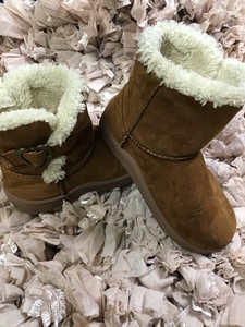 Faded Glory Vegan Suede Girls Brown Fashion Snow Boots sz 7