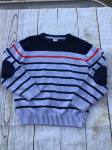 Gymboree BoysGray Navy Striped Sweater sz 7-8